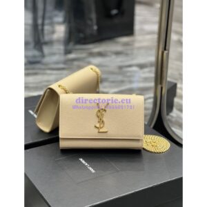 Replica YSL Saint Laurent Kate small chain bag in grain de poudre embossed leather 469390 Beige 2