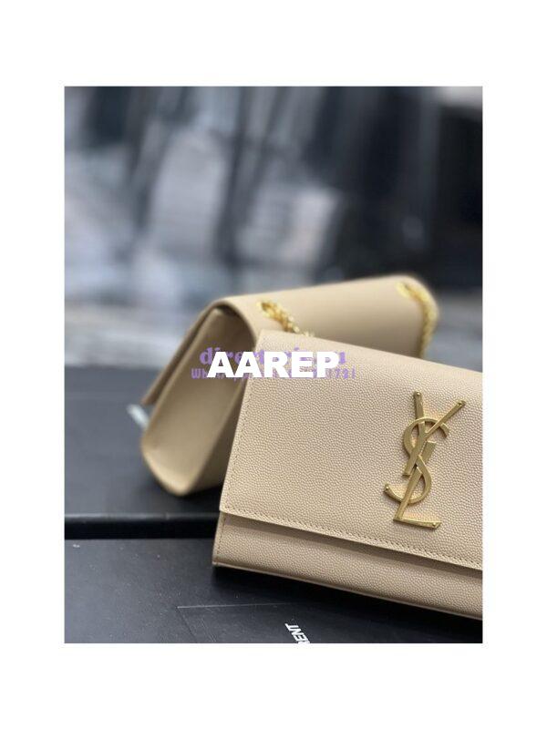 Replica YSL Saint Laurent Kate small chain bag in grain de poudre embossed leather 469390 Beige 5