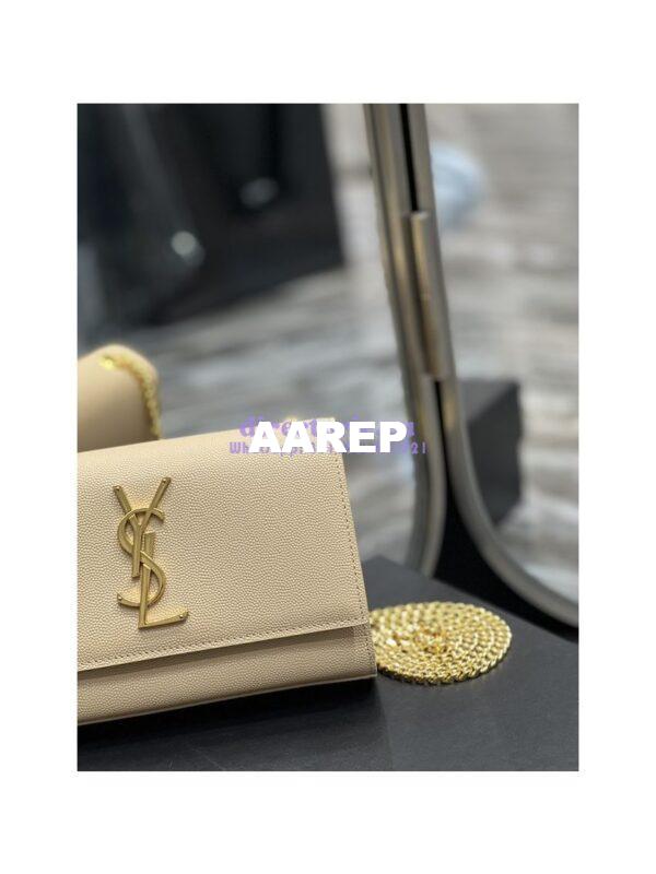 Replica YSL Saint Laurent Kate small chain bag in grain de poudre embossed leather 469390 Beige 6