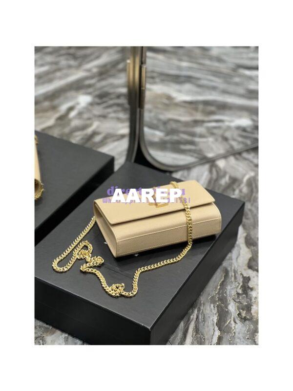 Replica YSL Saint Laurent Kate small chain bag in grain de poudre embossed leather 469390 Beige 11
