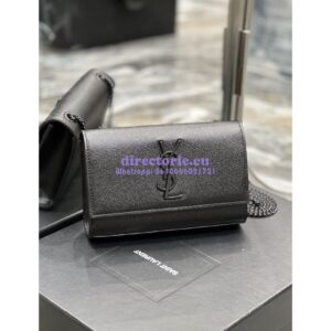Replica YSL Saint Laurent Kate small chain bag in grain de poudre embossed leather 469390 Black All Black 2