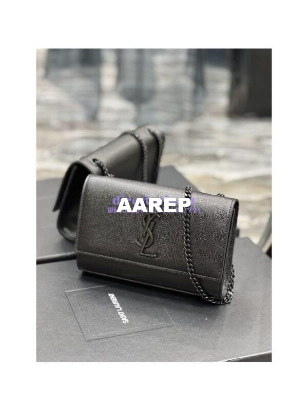 Replica YSL Saint Laurent Kate small chain bag in grain de poudre embossed leather 469390 Black All Black 5