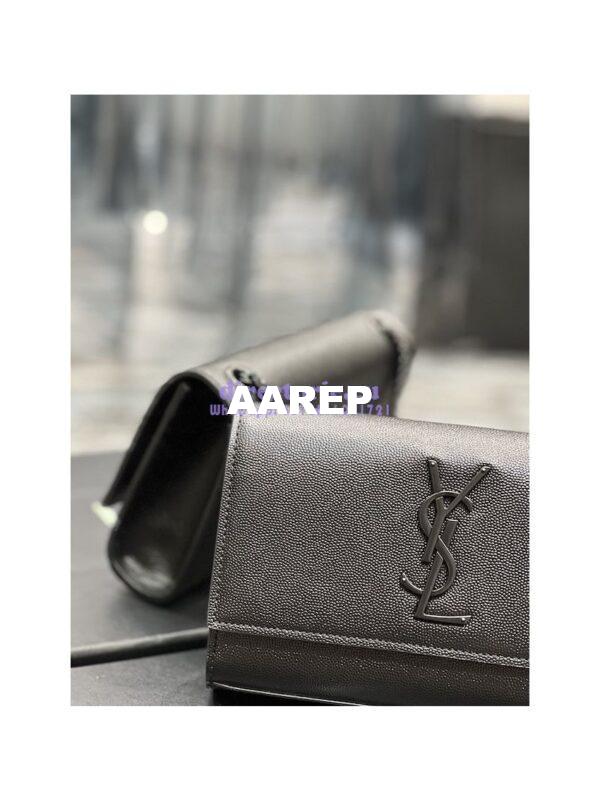 Replica YSL Saint Laurent Kate small chain bag in grain de poudre embossed leather 469390 Black All Black 7