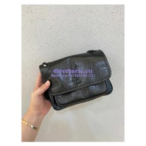 Replica YSL Saint Laurent Niki Baby Chain Bag Crocodile-embossed Leather 633151 2