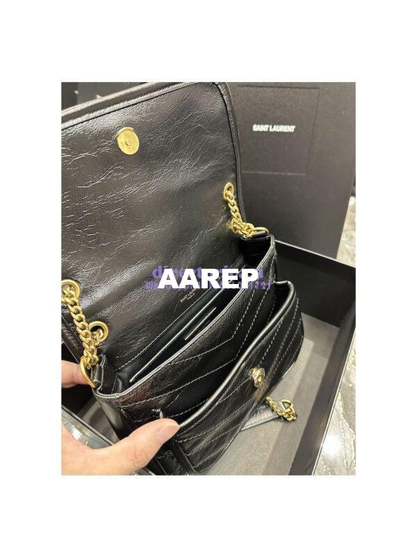 Replica YSL Saint Laurent Niki Baby In Crinkled Vintage Leather 533037 Black Gold Hardware 9