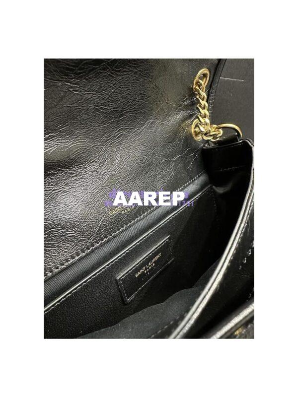 Replica YSL Saint Laurent Niki Baby In Crinkled Vintage Leather 533037 Black Gold Hardware 10
