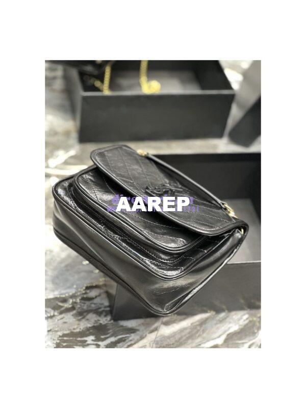 Replica YSL Saint Laurent Niki Baby In Crinkled Vintage Leather 533037 Black Gold Hardware 11