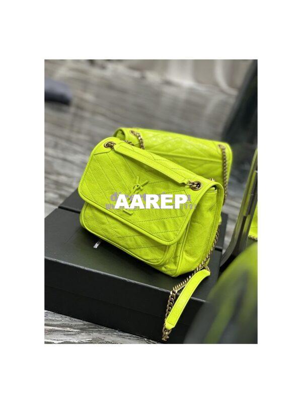 Replica YSL Saint Laurent Niki Medium Chain Bag In Crinkled Lambskin 633158 Neon Yellow 6