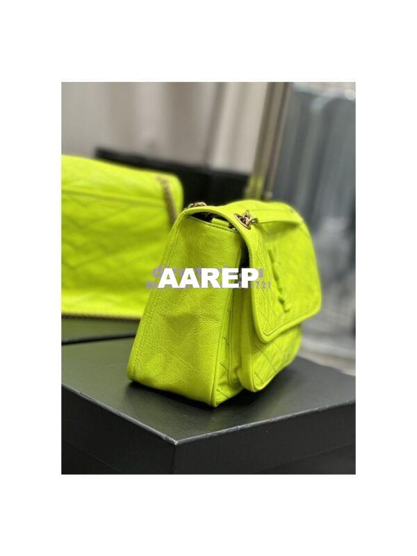 Replica YSL Saint Laurent Niki Medium Chain Bag In Crinkled Lambskin 633158 Neon Yellow 9