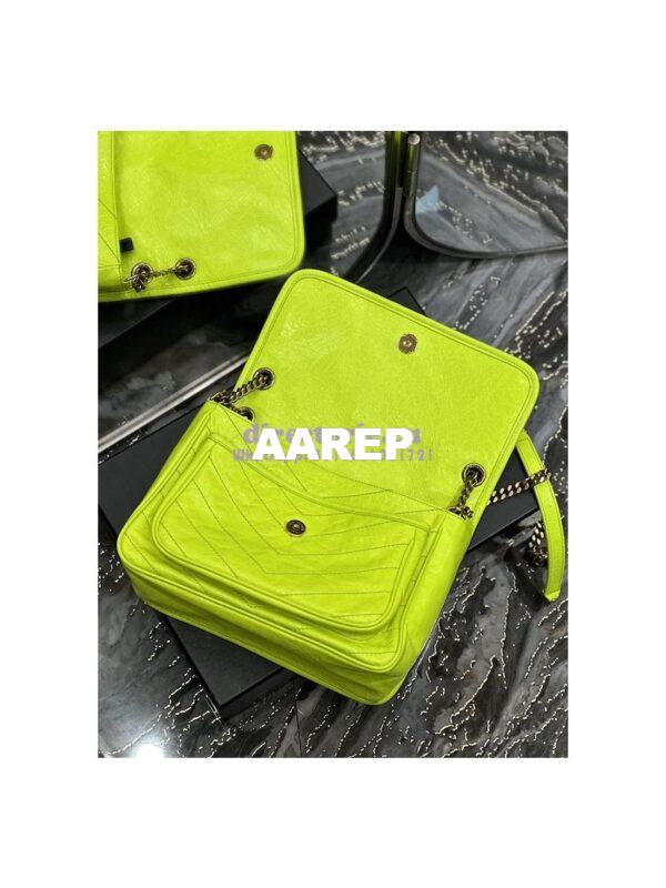 Replica YSL Saint Laurent Niki Medium Chain Bag In Crinkled Lambskin 633158 Neon Yellow 10