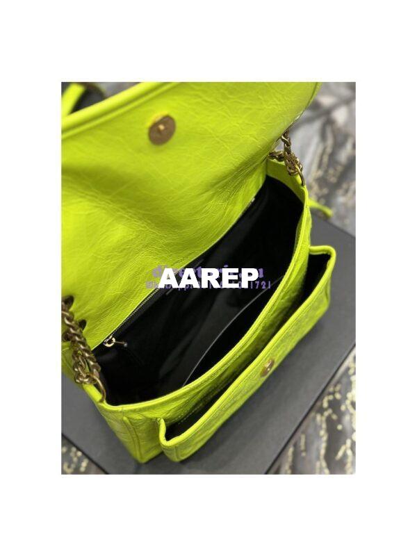 Replica YSL Saint Laurent Niki Medium Chain Bag In Crinkled Lambskin 633158 Neon Yellow 11