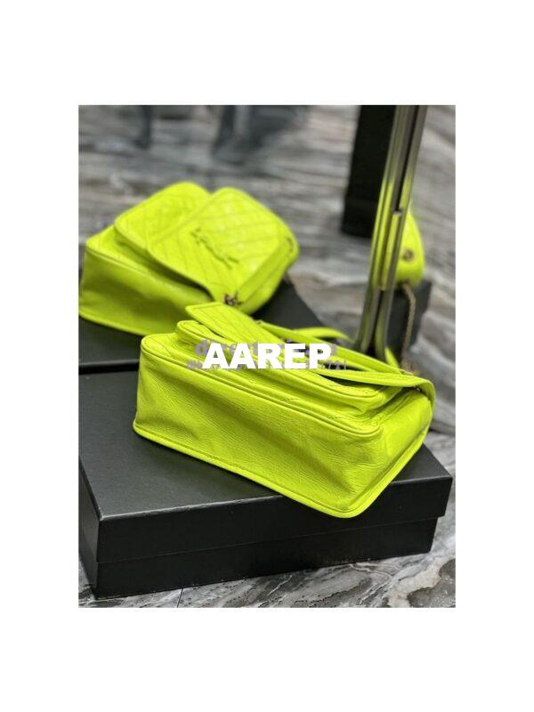 Replica YSL Saint Laurent Niki Medium Chain Bag In Crinkled Lambskin 633158 Neon Yellow 13