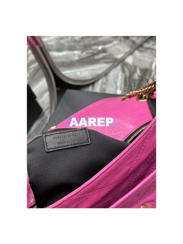 Replica YSL Saint Laurent Niki Medium Chain Bag In Crinkled Lambskin 633158 Neon Pink 9