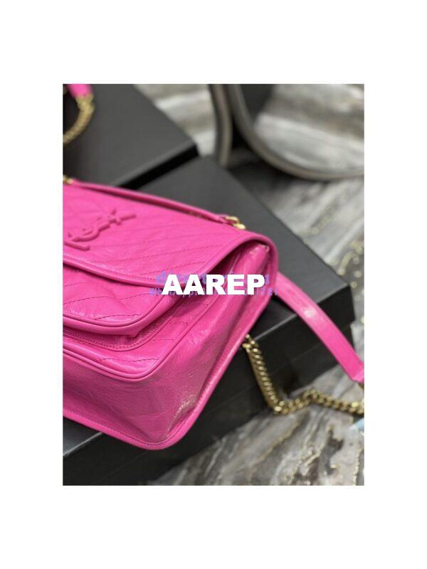 Replica YSL Saint Laurent Niki Medium Chain Bag In Crinkled Lambskin 633158 Neon Pink 11