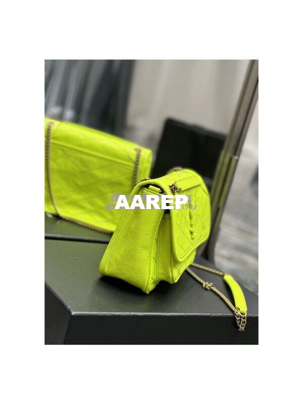 Replica YSL Saint Laurent Niki Baby Chain Bag In Crinkled Lambskin 633160 Neon Yellow 6