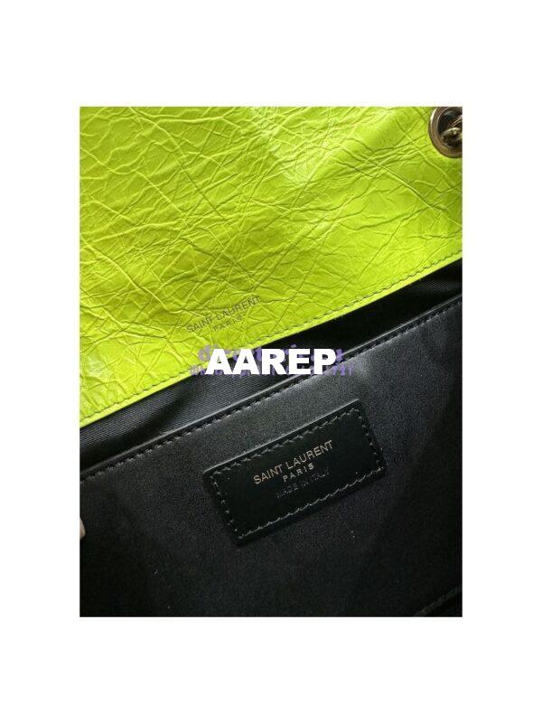 Replica YSL Saint Laurent Niki Baby Chain Bag In Crinkled Lambskin 633160 Neon Yellow 10