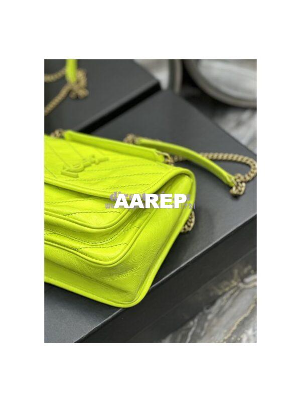Replica YSL Saint Laurent Niki Baby Chain Bag In Crinkled Lambskin 633160 Neon Yellow 12