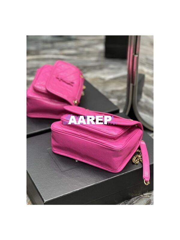 Replica YSL Saint Laurent Niki Baby Chain Bag In Crinkled Lambskin 633160 Neon Pink 10