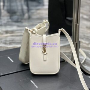 Replica YSL Saint Laurent Le 5 à 7 mini vertical in white vegetable-tanned leather 735214