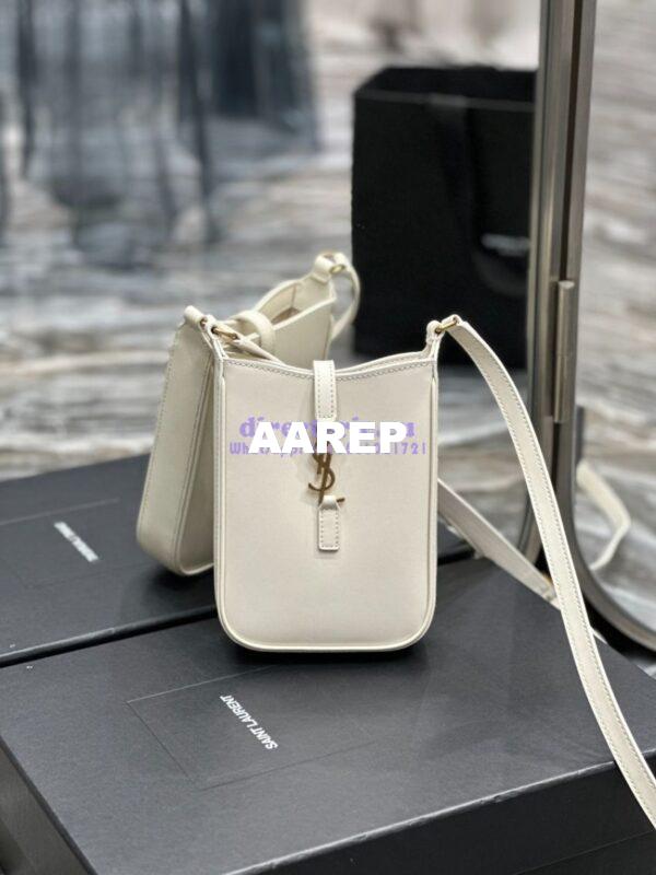 Replica YSL Saint Laurent Le 5 à 7 mini vertical in white vegetable-tanned leather 735214 3