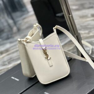 Replica YSL Saint Laurent Le 5 à 7 mini vertical in white vegetable-tanned leather 735214 2