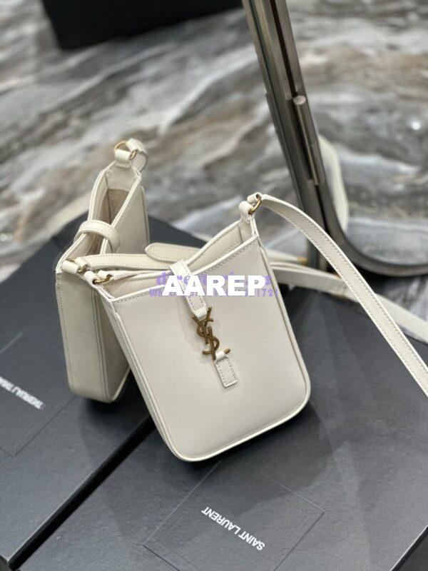 Replica YSL Saint Laurent Le 5 à 7 mini vertical in white vegetable-tanned leather 735214 5