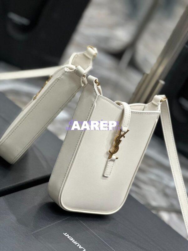 Replica YSL Saint Laurent Le 5 à 7 mini vertical in white vegetable-tanned leather 735214 6