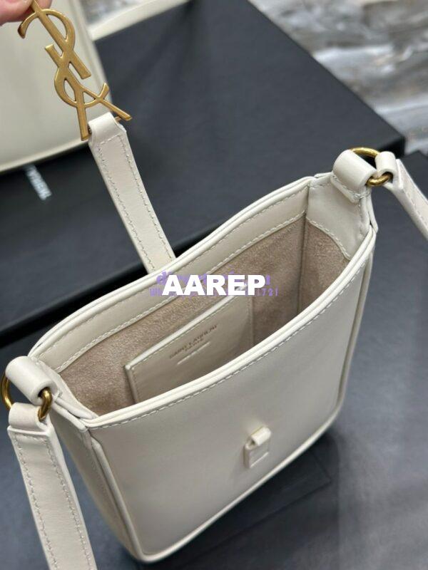 Replica YSL Saint Laurent Le 5 à 7 mini vertical in white vegetable-tanned leather 735214 7