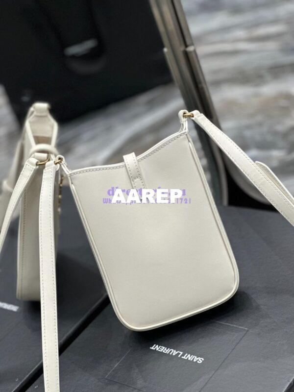 Replica YSL Saint Laurent Le 5 à 7 mini vertical in white vegetable-tanned leather 735214 9
