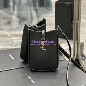 Replica YSL Saint Laurent Le 5 à 7 mini vertical in black vegetable-tanned leather 735214