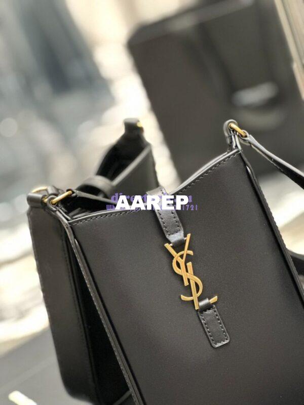 Replica YSL Saint Laurent Le 5 à 7 mini vertical in black vegetable-tanned leather 735214 6