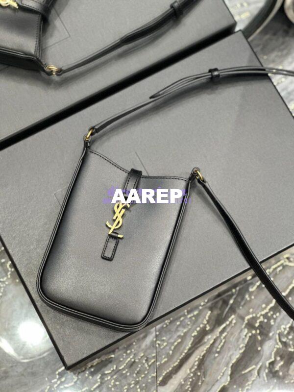 Replica YSL Saint Laurent Le 5 à 7 mini vertical in black vegetable-tanned leather 735214 10