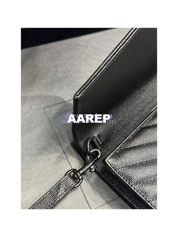 Replica YSL Saint Laurent Monogram Clutch in Quilted Grain De Poudre Embossed Leather 617662 All Black 12