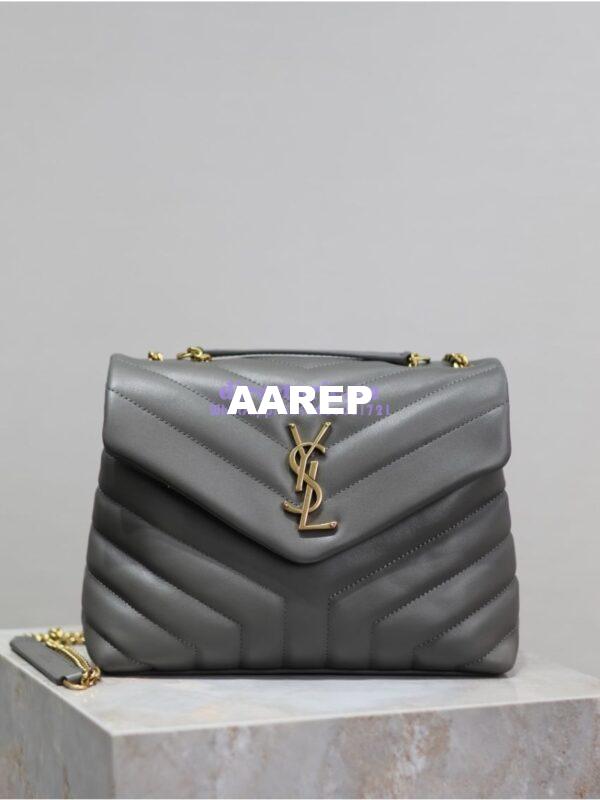 Replica Yves Saint Laurent YSL Loulou Small In Matelassé “Y” Leather Grey 494699