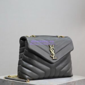 Replica Yves Saint Laurent YSL Loulou Small In Matelassé “Y” Leather Grey 494699 2