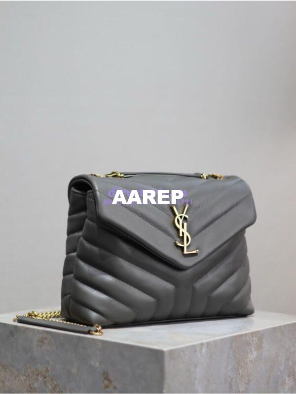 Replica Yves Saint Laurent YSL Loulou Small In Matelassé “Y” Leather Grey 494699 2