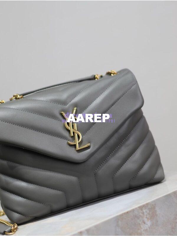 Replica Yves Saint Laurent YSL Loulou Small In Matelassé “Y” Leather Grey 494699 3