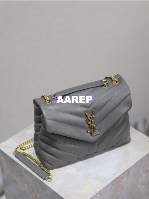 Replica Yves Saint Laurent YSL Loulou Small In Matelassé “Y” Leather Grey 494699 4