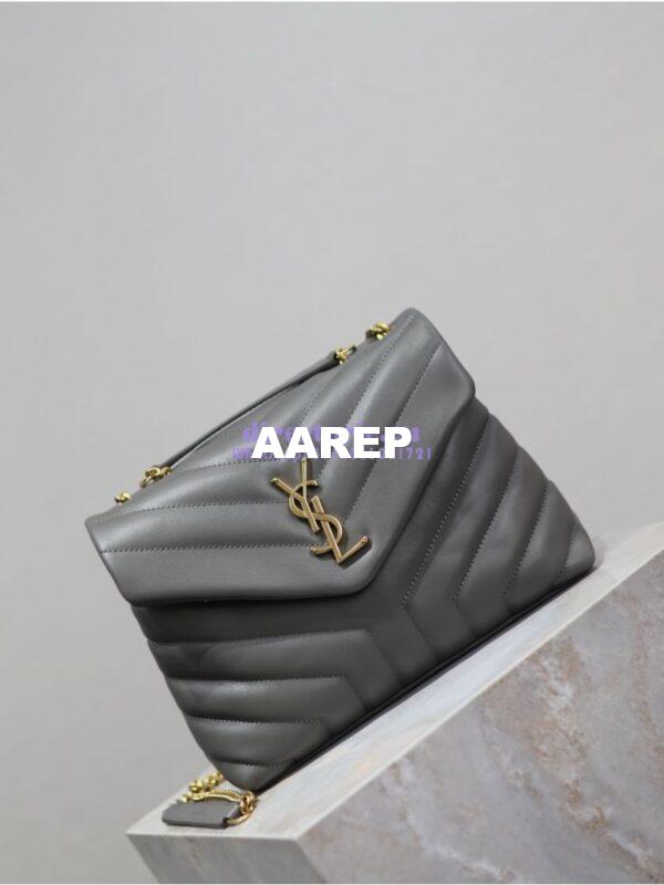 Replica Yves Saint Laurent YSL Loulou Small In Matelassé “Y” Leather Grey 494699 6