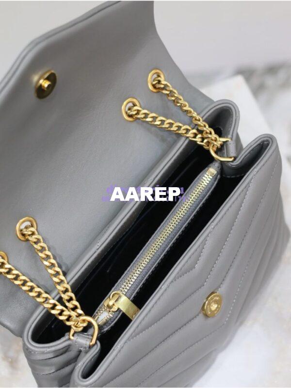 Replica Yves Saint Laurent YSL Loulou Small In Matelassé “Y” Leather Grey 494699 10