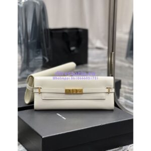 Replica YSL Saint Laurent Manhattan Clutch In Box Leather 695949 Blanc