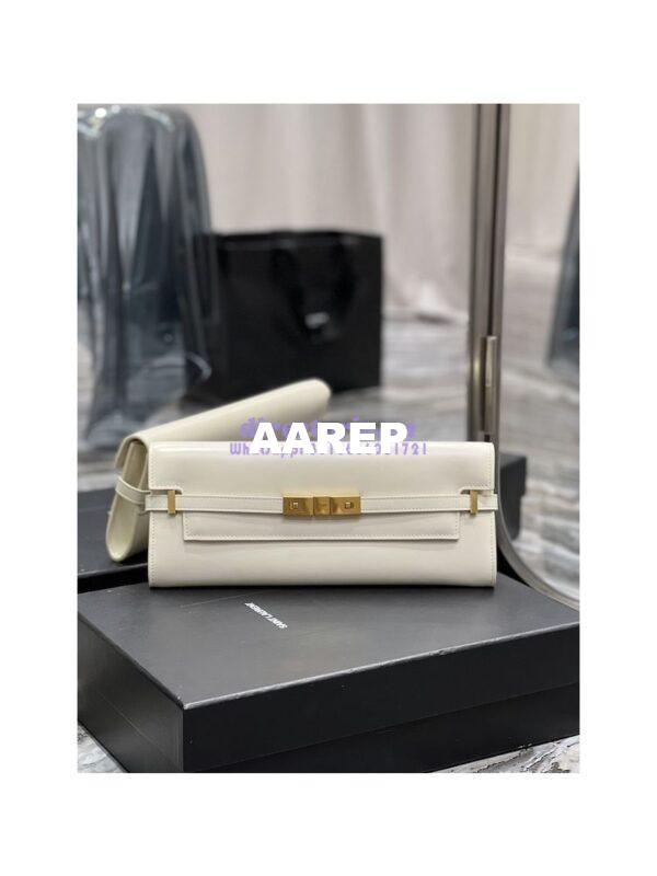 Replica YSL Saint Laurent Manhattan Clutch In Box Leather 695949 Blanc