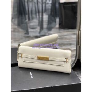 Replica YSL Saint Laurent Manhattan Clutch In Box Leather 695949 Blanc 2