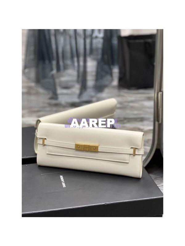 Replica YSL Saint Laurent Manhattan Clutch In Box Leather 695949 Blanc 2