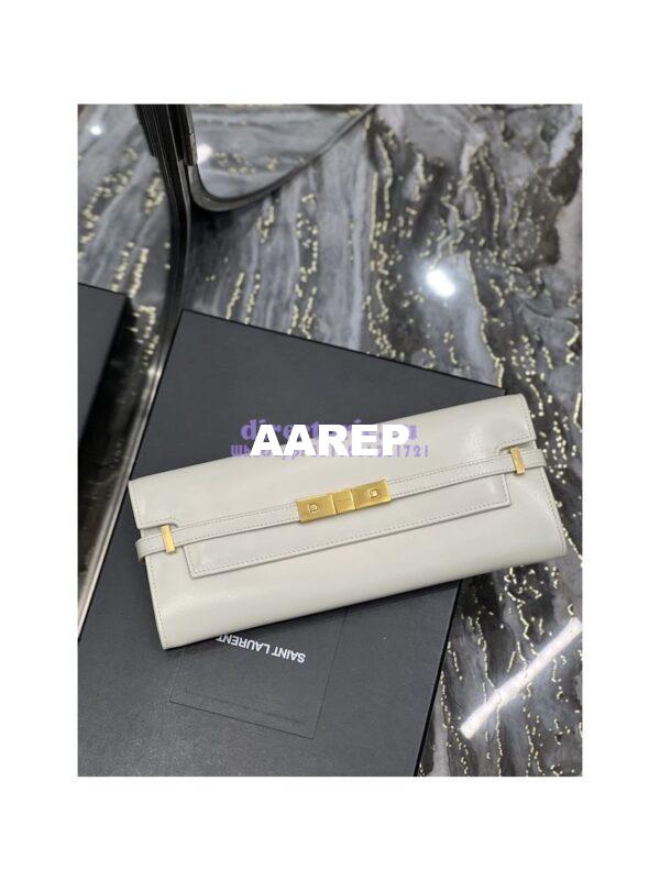 Replica YSL Saint Laurent Manhattan Clutch In Box Leather 695949 Blanc 3