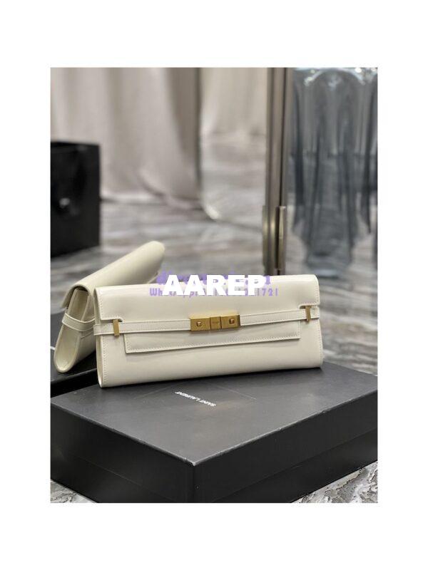 Replica YSL Saint Laurent Manhattan Clutch In Box Leather 695949 Blanc 4