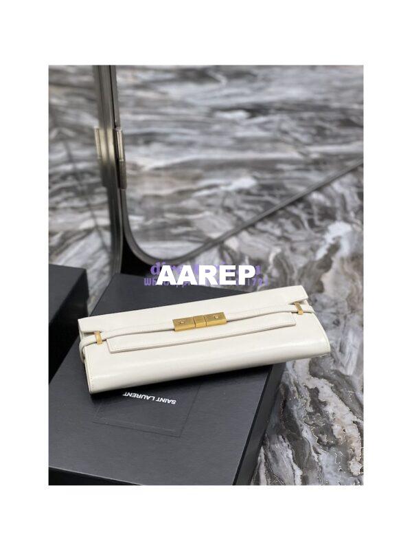 Replica YSL Saint Laurent Manhattan Clutch In Box Leather 695949 Blanc 5