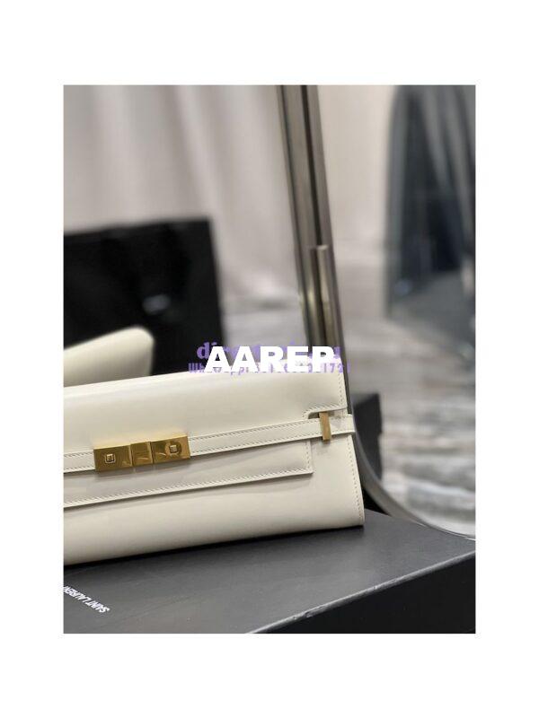 Replica YSL Saint Laurent Manhattan Clutch In Box Leather 695949 Blanc 6