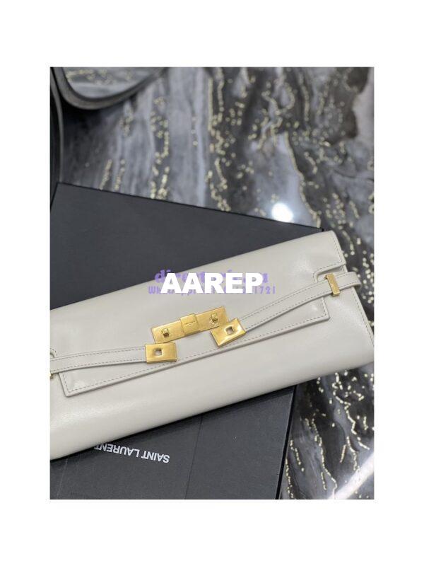 Replica YSL Saint Laurent Manhattan Clutch In Box Leather 695949 Blanc 7