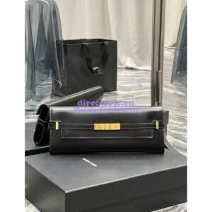 Replica YSL Saint Laurent Manhattan Clutch In Box Leather 695949 Black